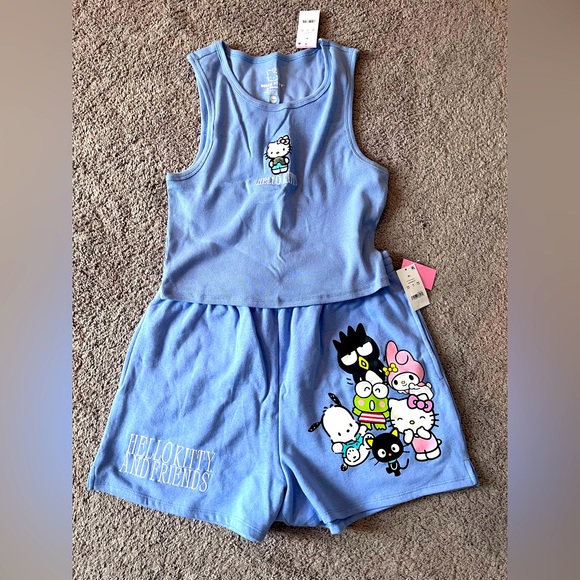 Hello Kitty and Friends Blue Tank and Shorts Pyjama Set - Extra Large - Picture 1 of 5